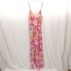 Lush Floral High-Low Chiffon Cami Maxi Dress
